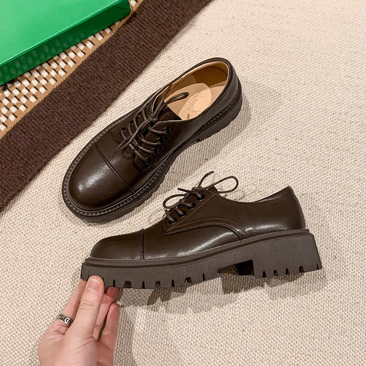 Platform Heel Platform Leather Shoes Women