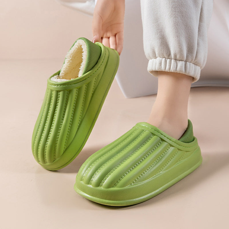Fashion Thickened Couple Slippers Women's Winter Shoes Home Warm Plush Confinement Shoes