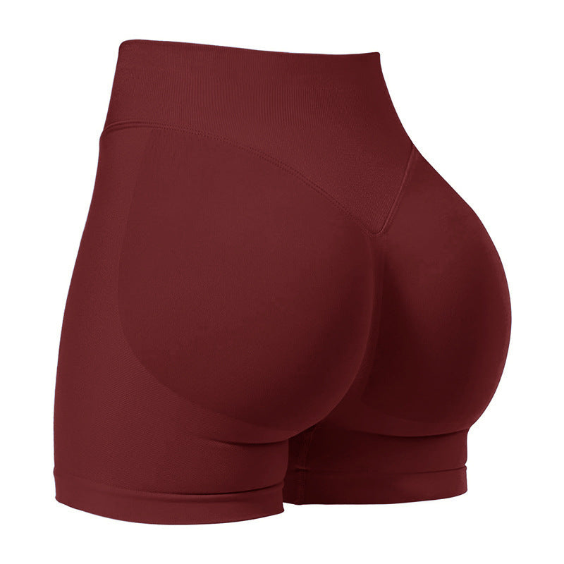 Højtaljede yogashorts Tætsiddende hofte-løftende sømløse hurtigtørrende bukser til sportsfitness