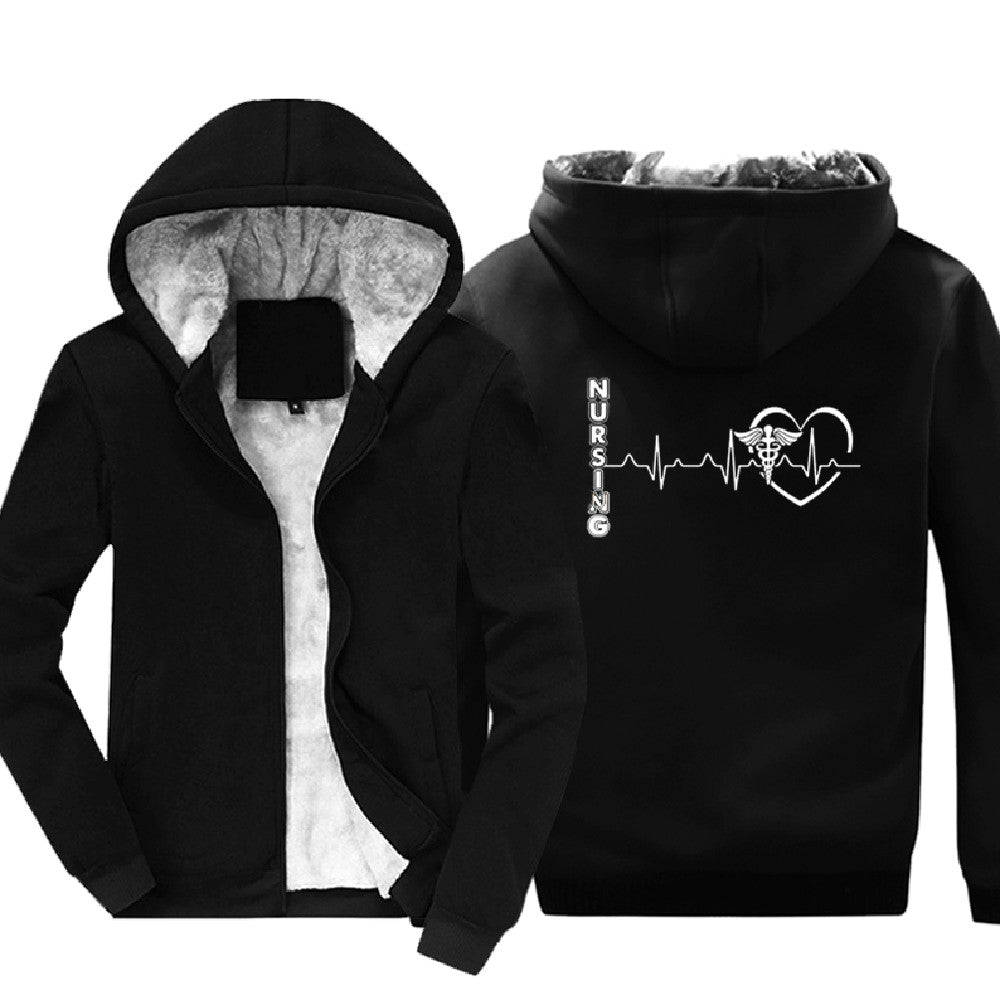 Autumn And Winter Hooded Side Seam Pocket Plush Collarless Coat