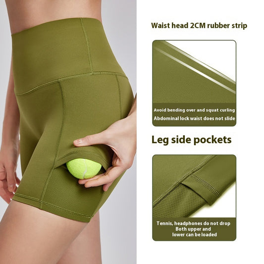 Lycra Nude Feel Antibacterial Sports Shorts Tight Pockets