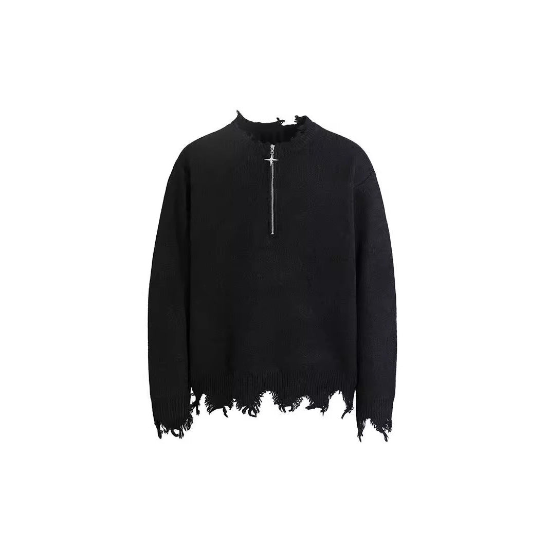 American-style Vintage Half-zip Sweater For Men