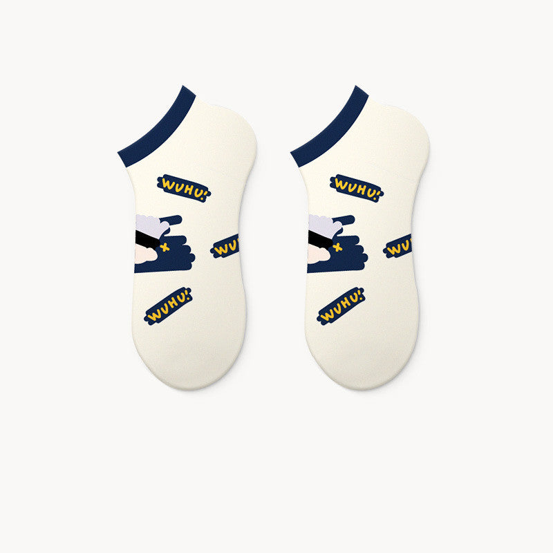 Tide Socks Female Shallow Mouth Socks Male Original Cute Cartoon Avatar Boat Socks Invisible Short Socks