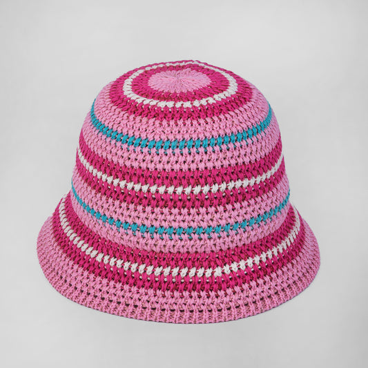 Dopamine Color Foldable Storage Bucket Hat Women's Fashion Color Woven Face Small Bucket Cap