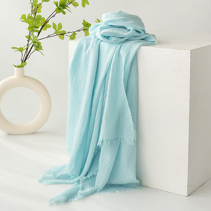 Strict Selection Summer Cotton And Linen Scarf Solid Color Simple Sun Protection