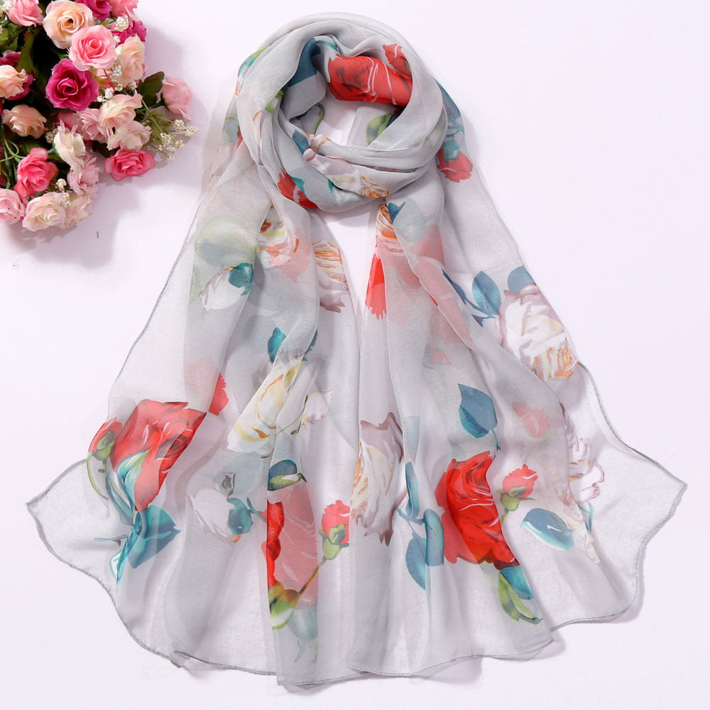 Summer Sunscreen Simulation Silk Beach Towel All-match Scarf
