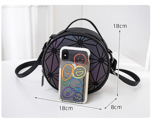 Korean Style Rhombus Luminous Bag Ladies New Round Crossbody Bag Small Round Bag