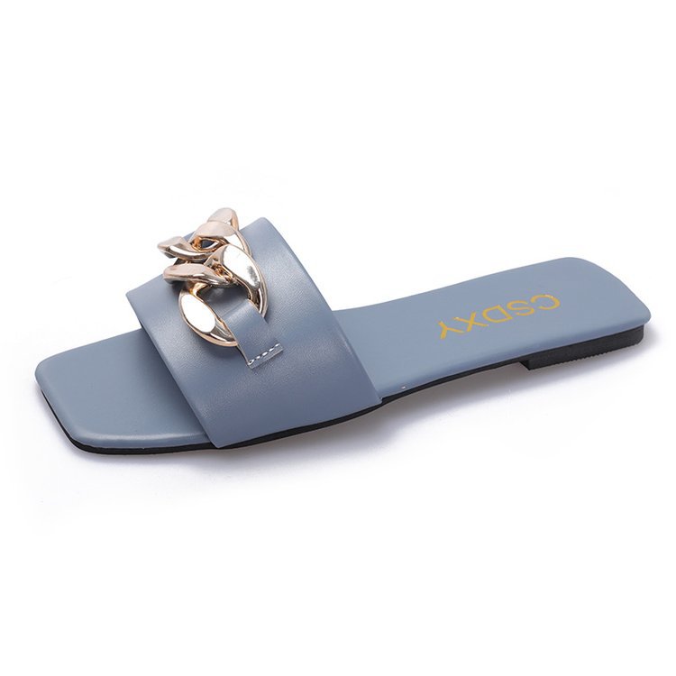 Flat Bottom Sandals And Slippers Women Wear Fashionable Metal Buckle