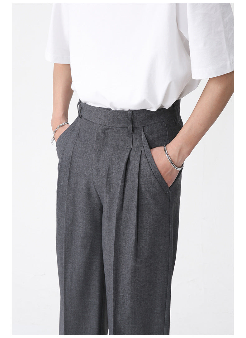 Casual Long Suit Pants With Loose Waist And Wide Legs