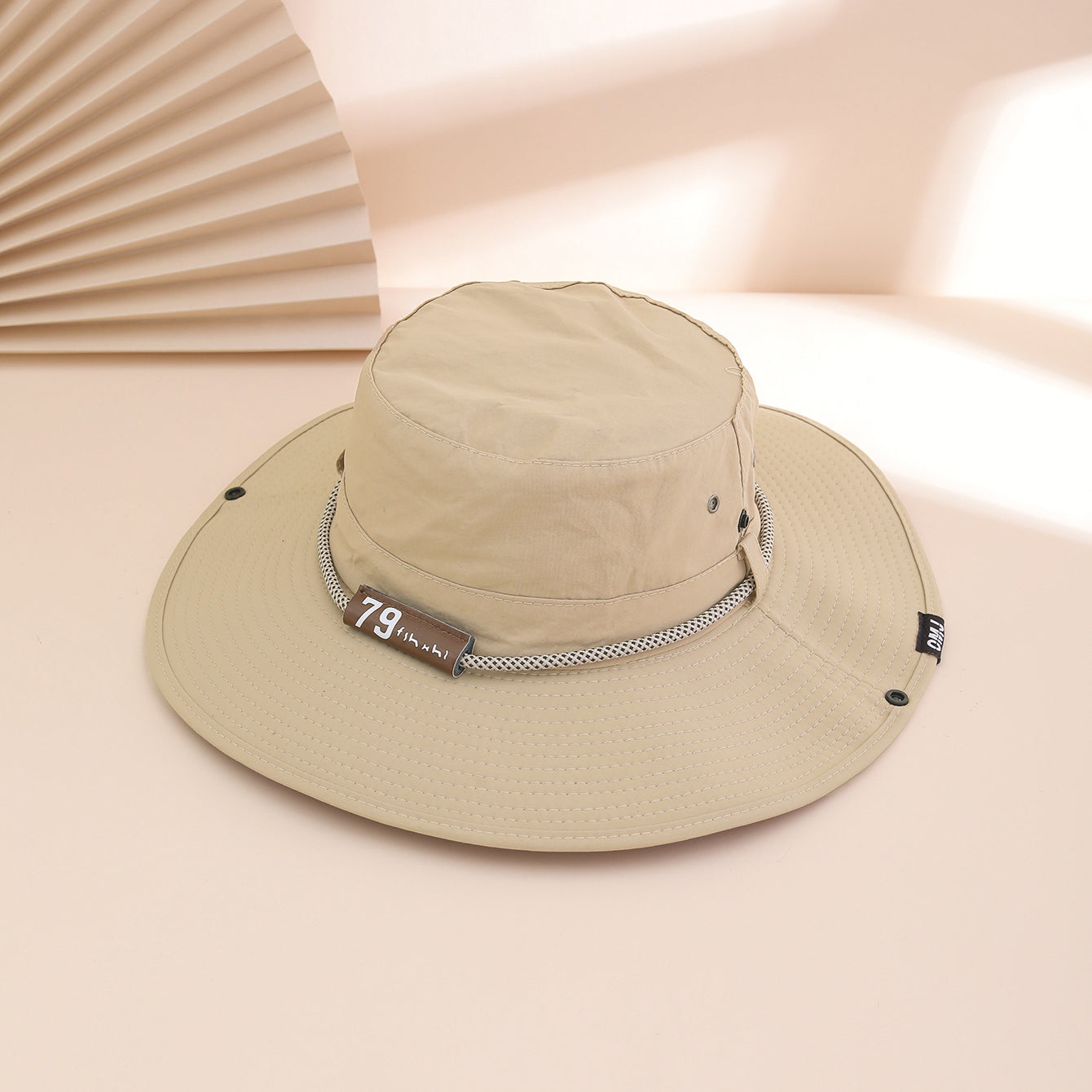 Plain-color Letter-pattern Leather Sun-protective Wide-brimmed Sunshade Outdoor Simple Style Fisherman Hat For Daily Commuting, Fishing, Mountain Climbing