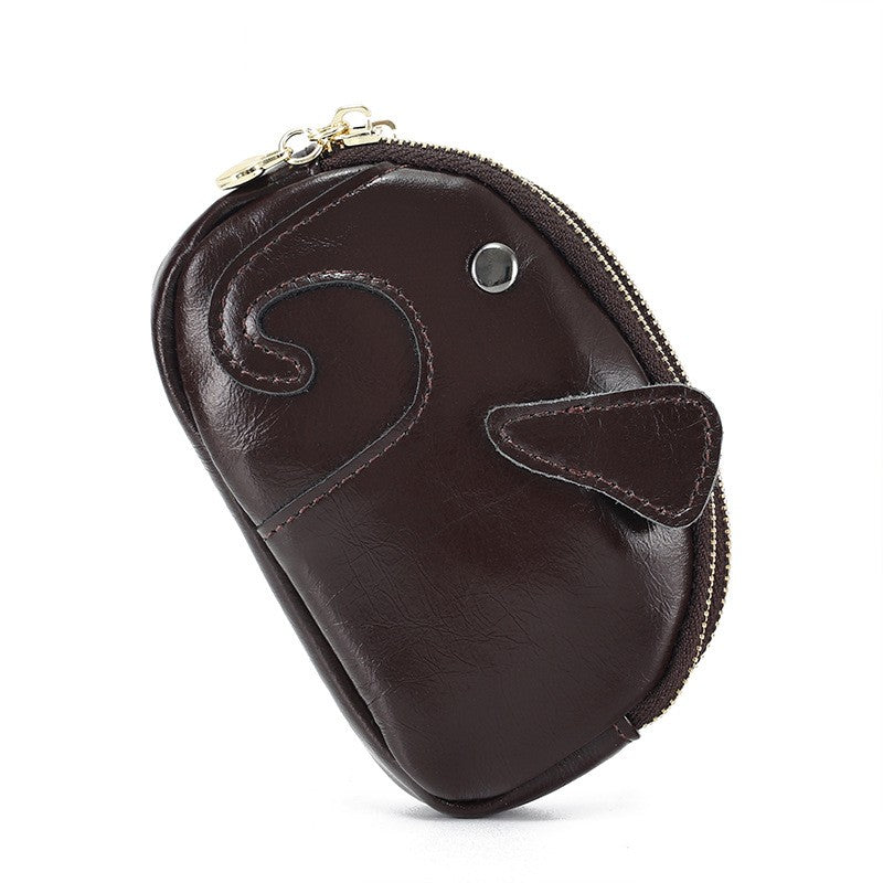 Wallet With Keychain Genuine Leather Multifunctional Coin Card Holder
