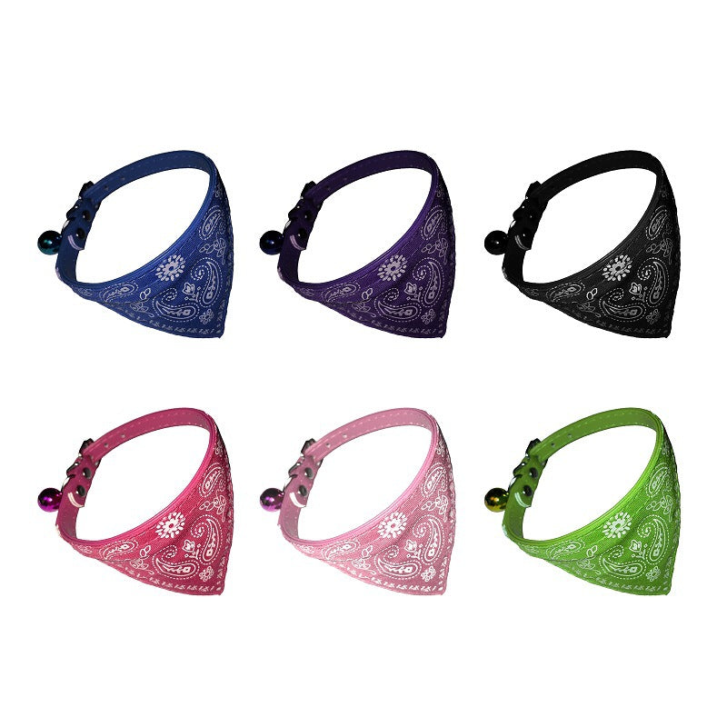 Pet Bell Triangular Binder Cat PU Collar Dog Saliva Towel Scarf For Small Dogs Pet Decorations