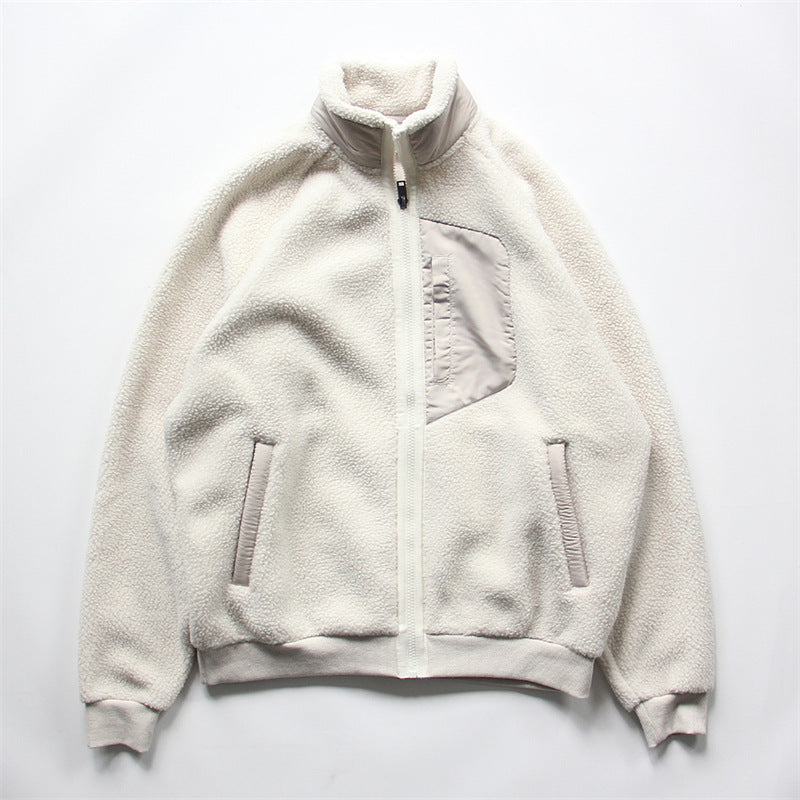 Men's Double-sided Polar Fleece Thickening Stand Collar Cashmere Hoodie