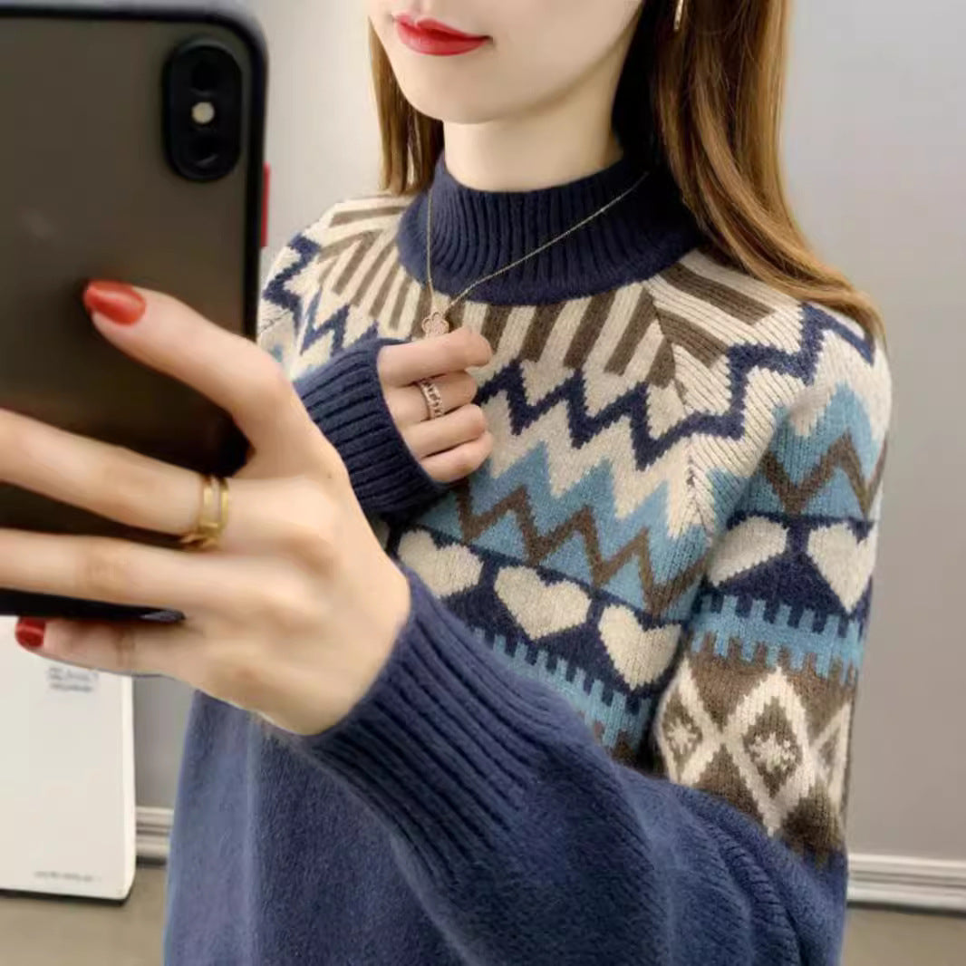 4 Autumn And Winter New Jacquard Inner Cashmere Sweater Thickened