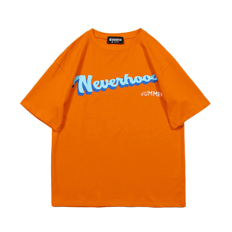 Literary Letters NEVERHOOD Printed European And American Loose Short-sleeved