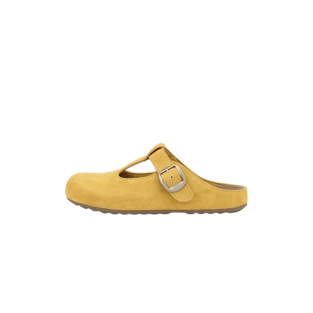 Height Increasing Insole Retro Buckle Closed-toe Slippers Women
