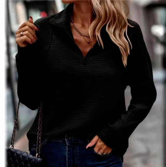 Amazon Best-selling Zip-neck Solid Color Hoodie For Women In Europe And America