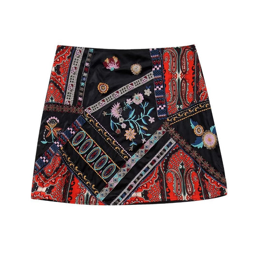 Fashion Printed High Waist Miniskirt