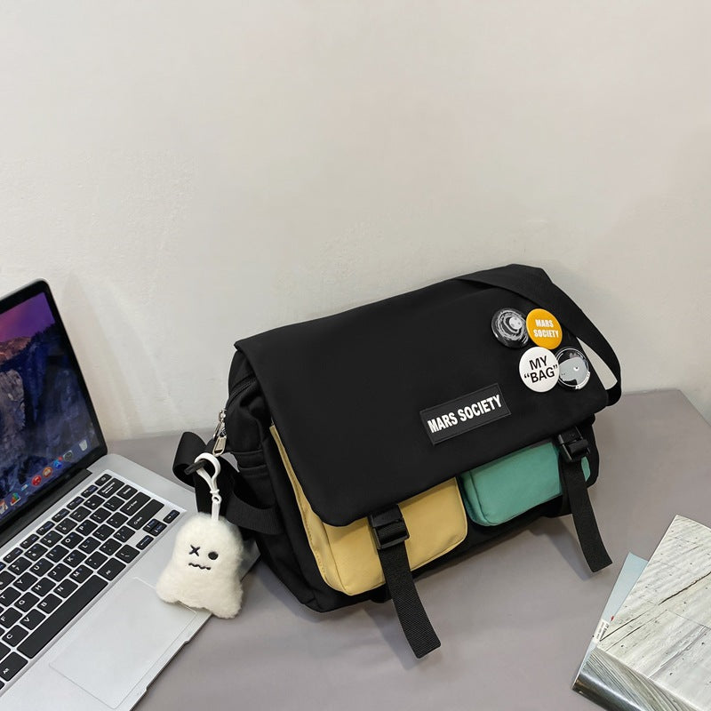 Tooling Korean Style Contrast Color Student Shoulder Bag Japanese-style Retro Color Matching