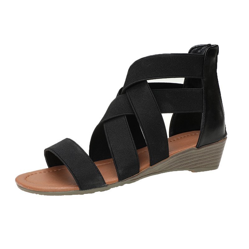 Summer New Large Size Women's Solid Color Low Heel Sandals