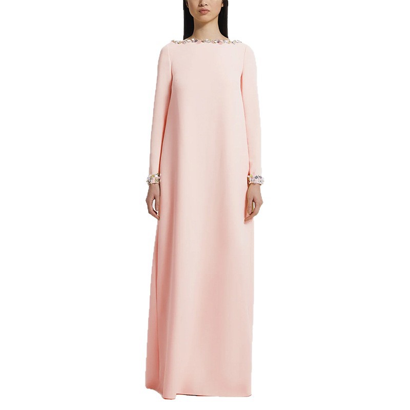Fashionable Minimalist Beaded Loose-fitting Long Dress