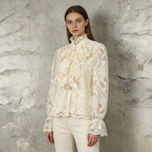 Dame Top med Moderigtigt Retro Blomsterprint
