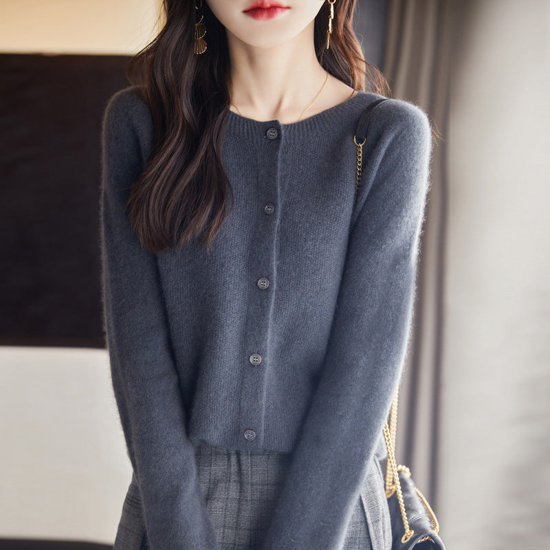 Cardigan Plus Size Coat Loose Round Neck Sweater