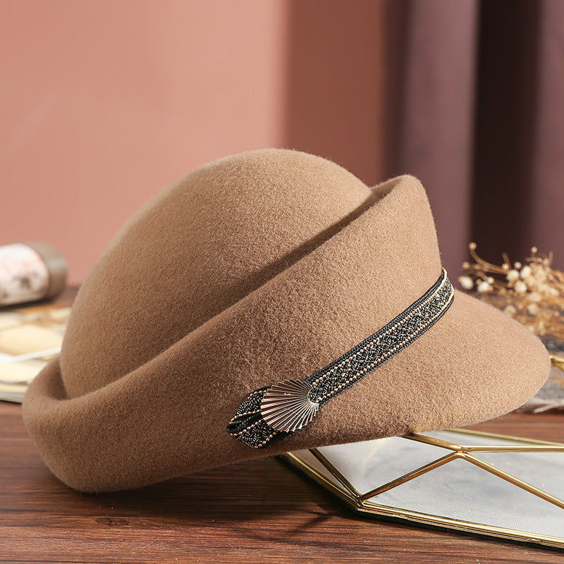 Woolen Flat-top Peaked Cap Army Leisure