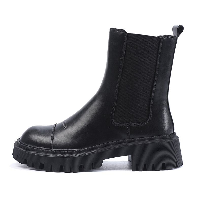 Women's New British Style Leather Platform Boots