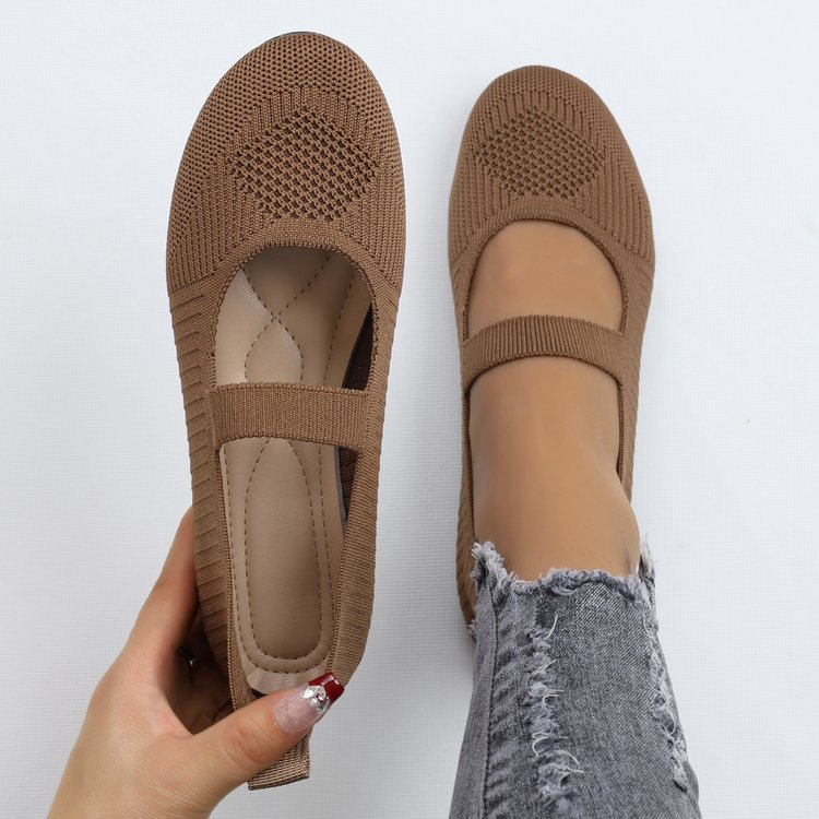 Round Head Comfortable Flat Casual Shallow Mouth Flying Woven Pumps