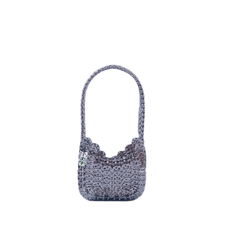 Silver Paillette Portable Handmade Bag High Texture
