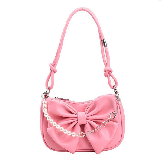 Niche Crossbody Tekstur Kæde Sløjfe Skuldertaske