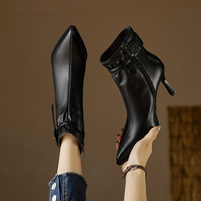 Minimalist And Elegant Women's Pointed-Toe Stiletto Martin Boots