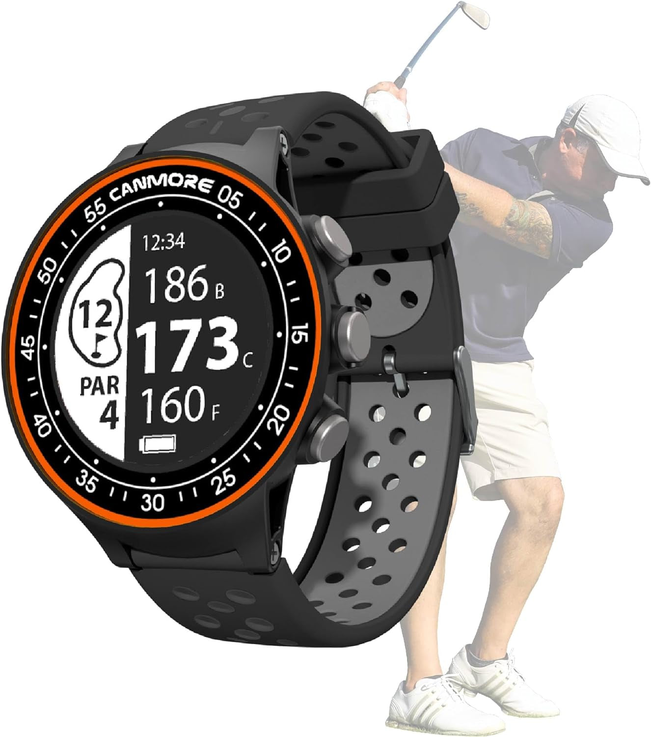 TW411 Golf GPS Watch with Fitness Tracker, 41,000+ Free Preloaded Worldwide Course, Upgraded IC Chip, Extended Battery Life, Smart Widgets, Golfers Accessories, Gift Ready, Wide LCD, Orange