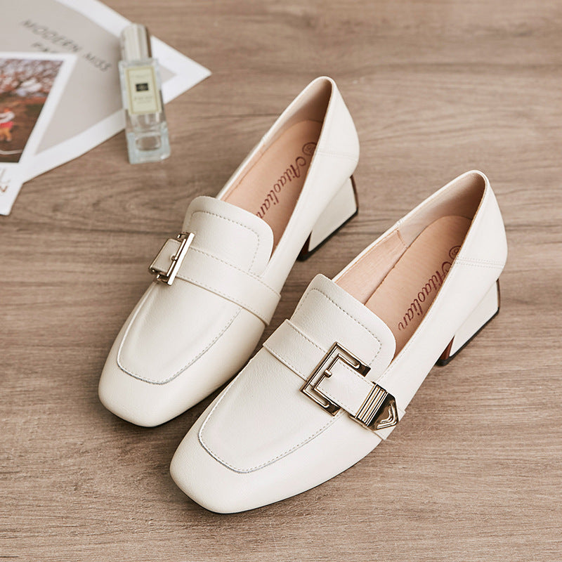 Women's Square Toe High Heels Thick Heel Single Shoes