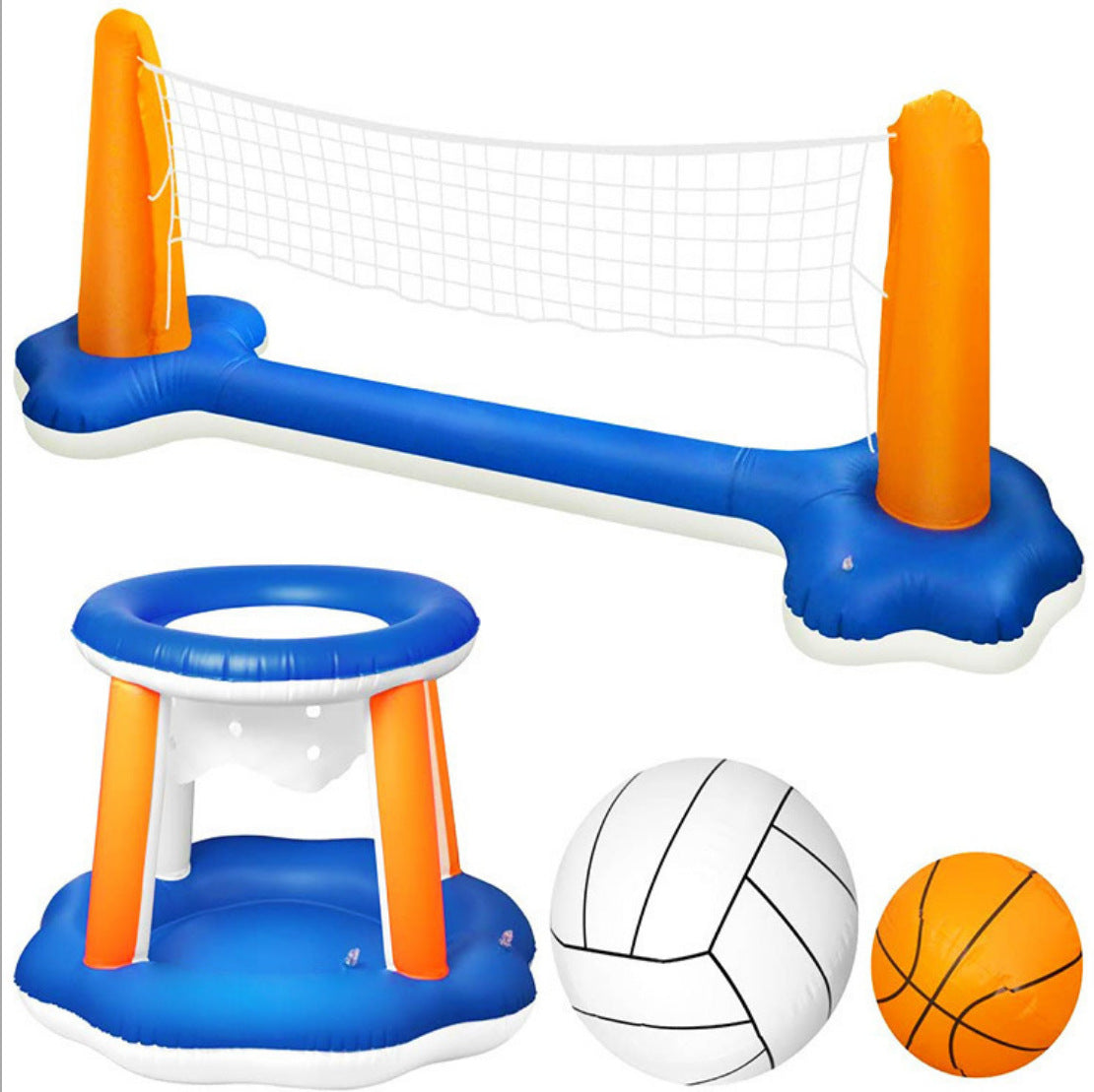 Vandvolleyballstativ, oppustelig basketball, swimmingpool, strandvandlege, vandtømmerflådebold