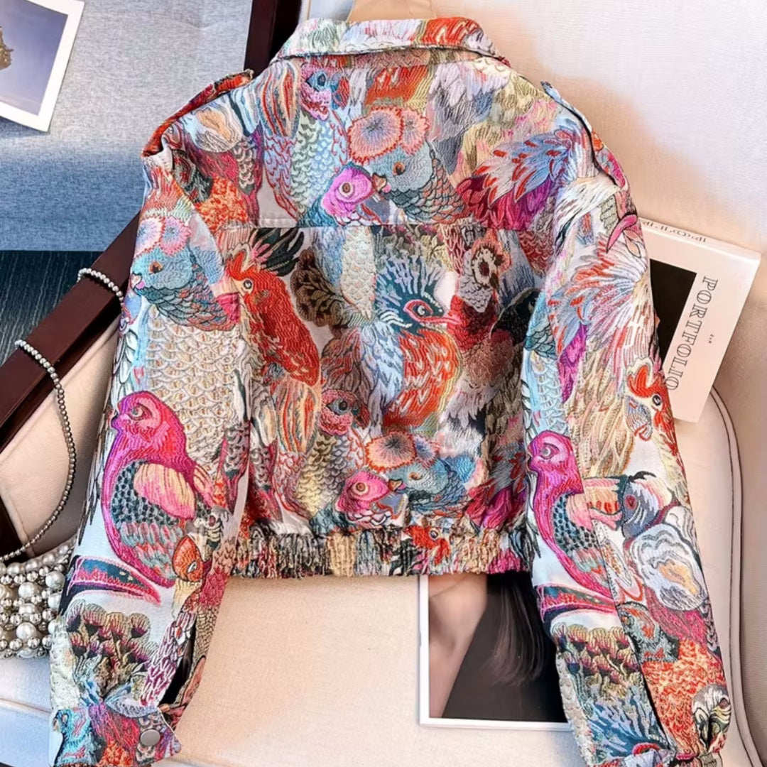 European And American Women's Fall New Peacock Printings Jacket