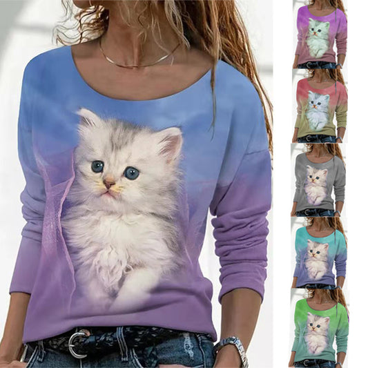 New Animal Pattern Long-sleeved T-shirt Female Bottoming Shirt