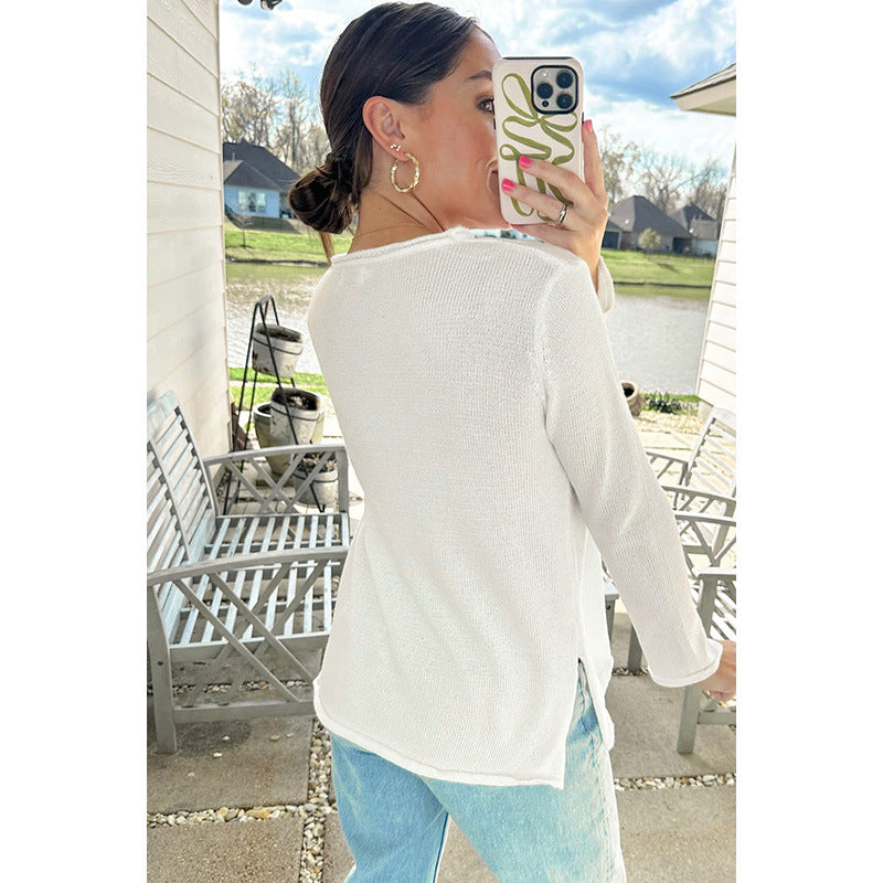 European And American Leisure All-match Letters Printed Loose Long Sleeves Sweater For Women