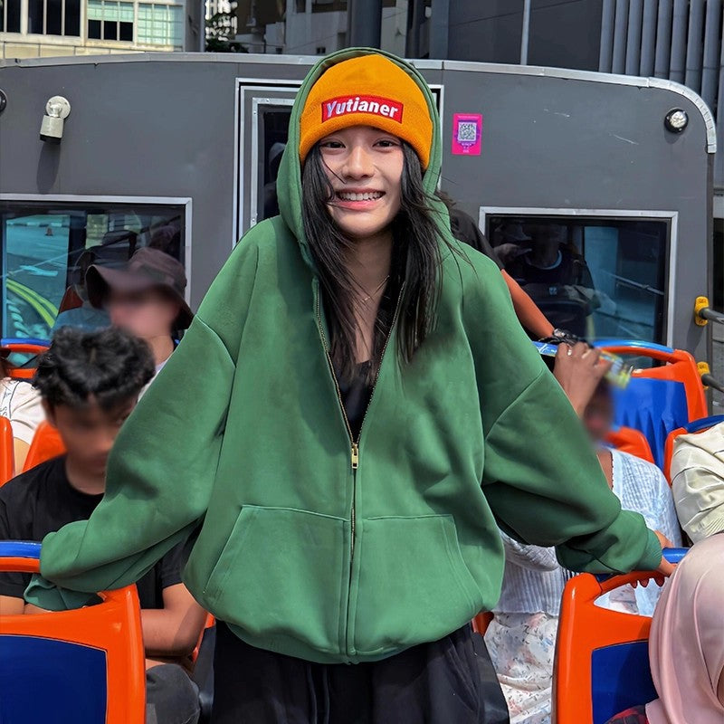 Hooded Loose All-matching Zipper Cardigan Sweater