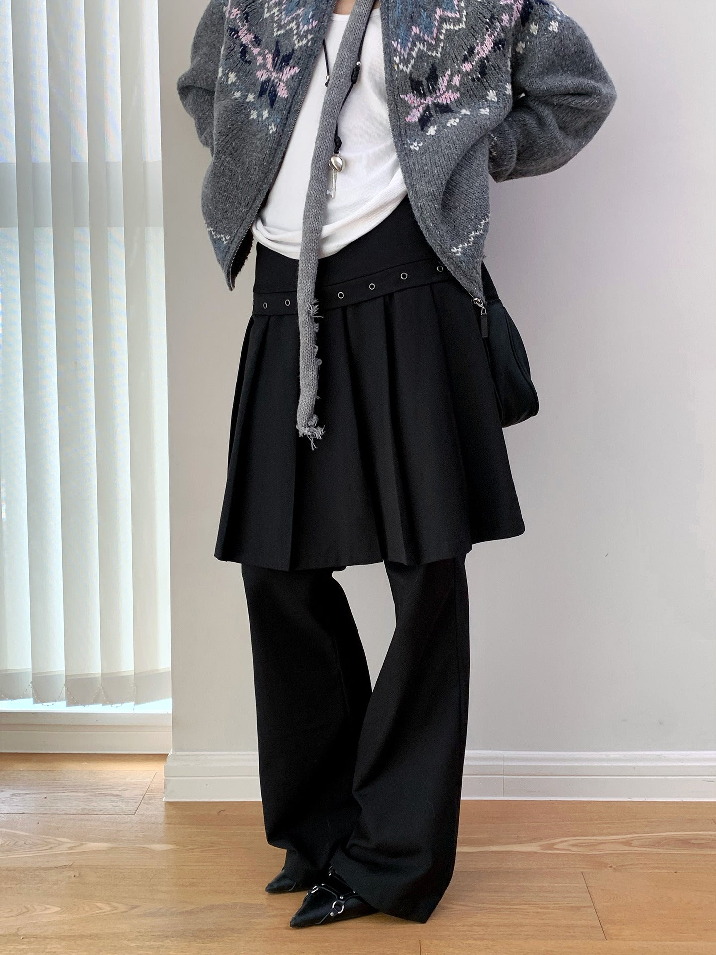 New Autumn Korean-Style Design Fake Two-Piece Casual Pants In A Bib-Style Cut