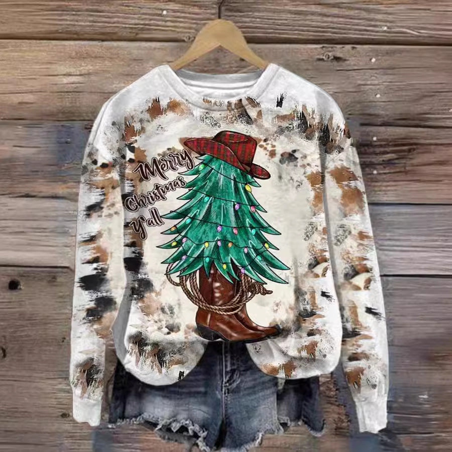 Printed New Loose Christmas Tree Pullover Men's And Women's Round Neck Sweater