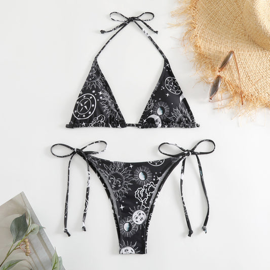 Bikini Swimsuit Printed Lace-up Swimming Suit Women's Printing