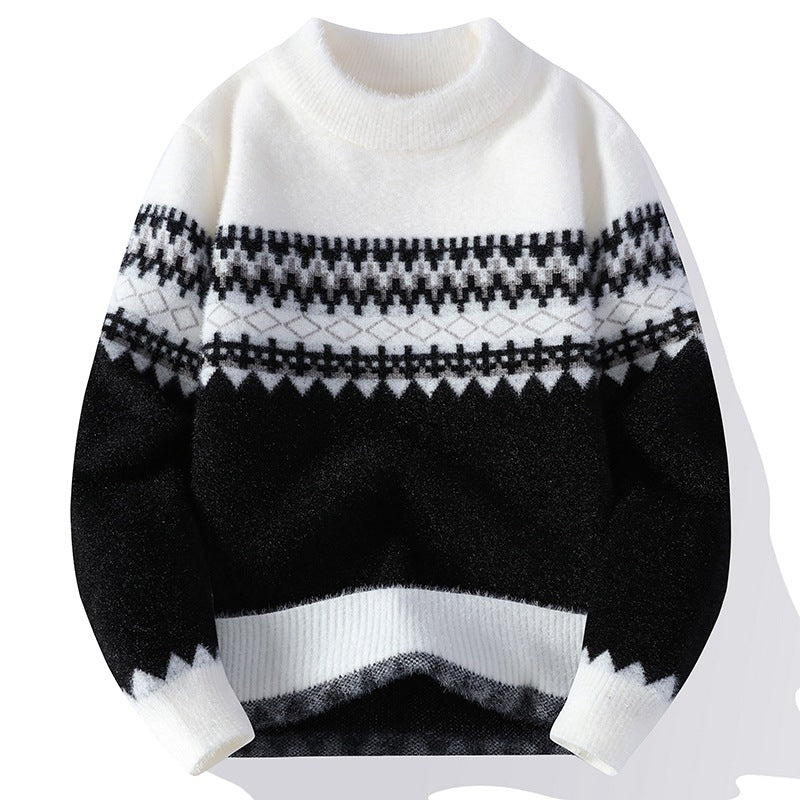 Mode Jacquard Strikket Pullover Til Mænd