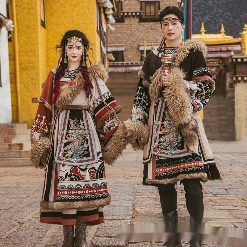 Trip Shoot Costumes Autumn And Winter Big Fur Collar Tibetan Robe