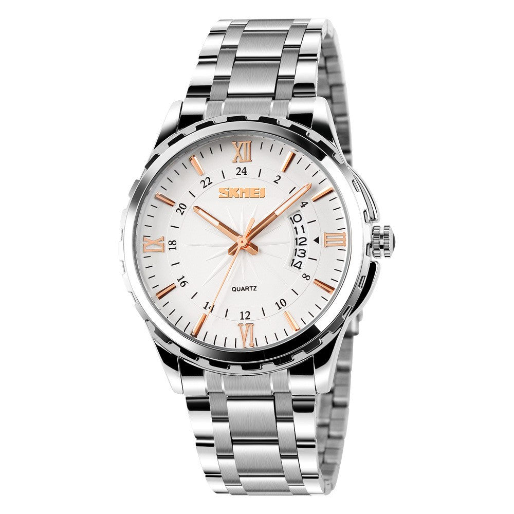 Men's Steel Belt Business Waterproof Calendar Quartz Watch