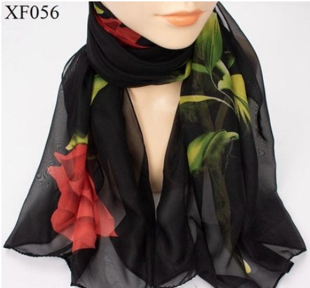 Spring And Autumn Print Chiffon Scarf Shawl