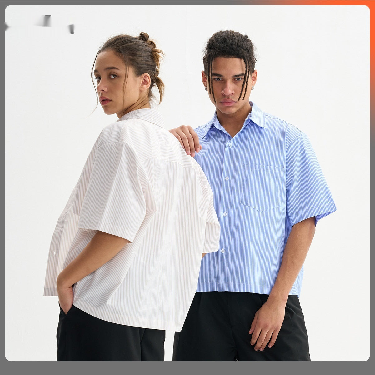 Men's Loose Short Striped Shirt Short Sleeve