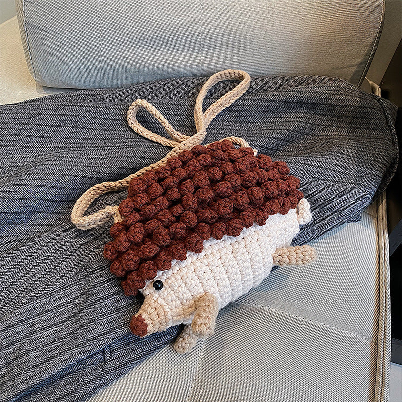 Cute Children's Hedgehog Knitted Crossbody Bag Fashion