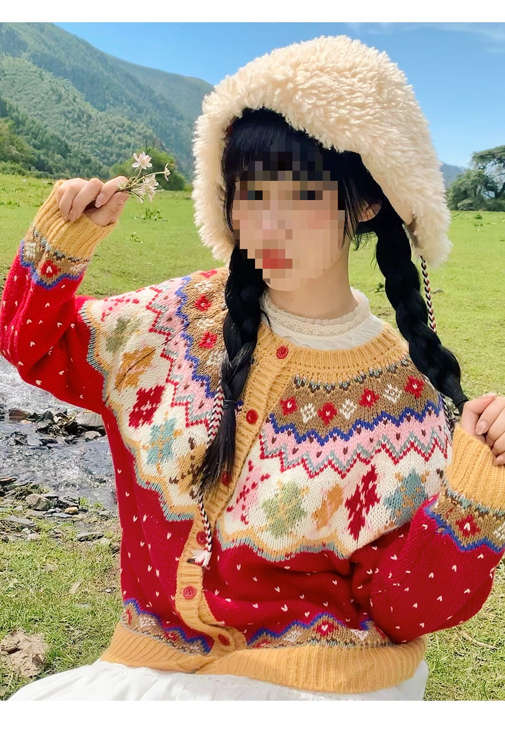 Vintage-style Christmas Sweater Cardigan
